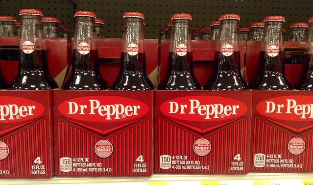 glass bottles of dr pepper